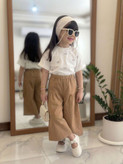 ست دخترانه شیک طرح پاپیون (شلوارک دامننما بلند - مناسب ۲ تا ۱۰ سال)